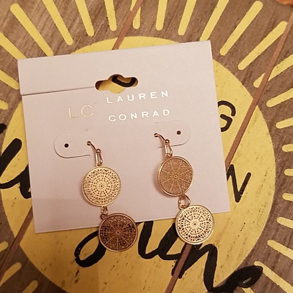 🌞Gold disc dangle earrings